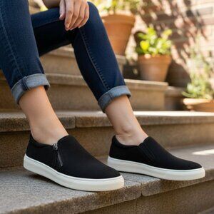 Kensie 7.5 Sneaker Woman Soren Zip Side Slip-on Shoe Minimalist Athleisure Casua
